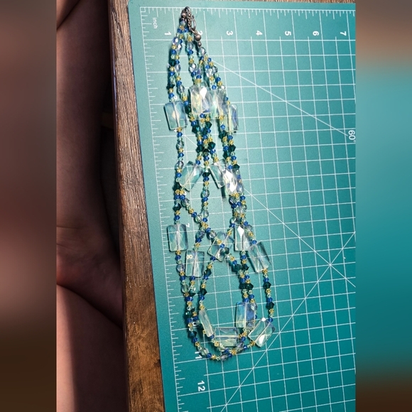 Vintage Necklace Sterling Crystals Moonstones 3 Strand - Picture 5 of 11